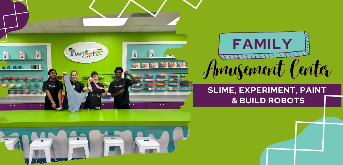 Kids enjoy hands-on science, painting and slime at Funtastik Labs, Houston's premier slime and science museum.