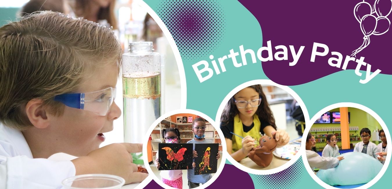 Science experiments, painting activities, and slime fun at a birthday party place in Houston, TX