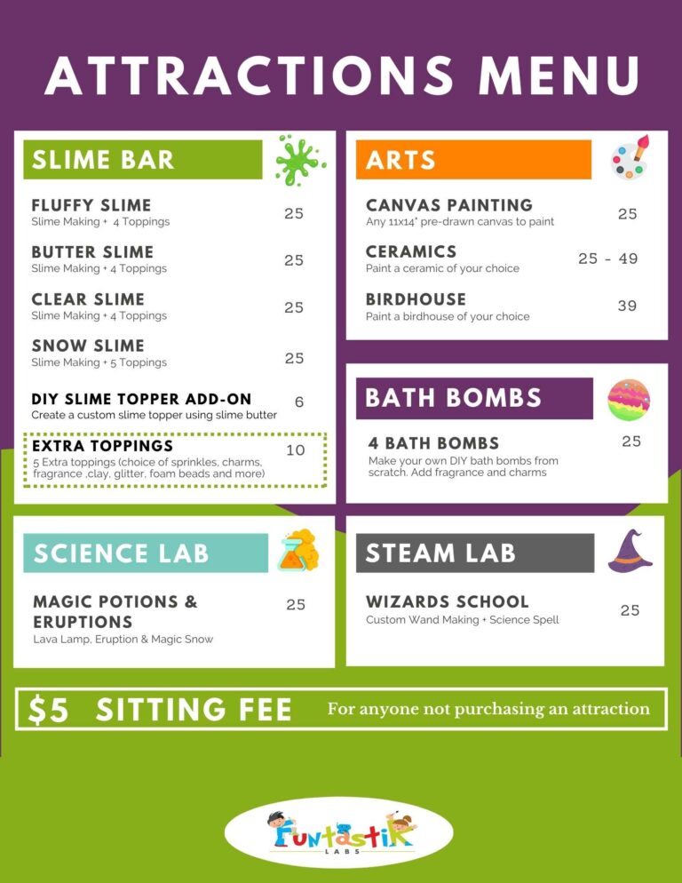 Funtastik Labs Science Lab Slime Menu