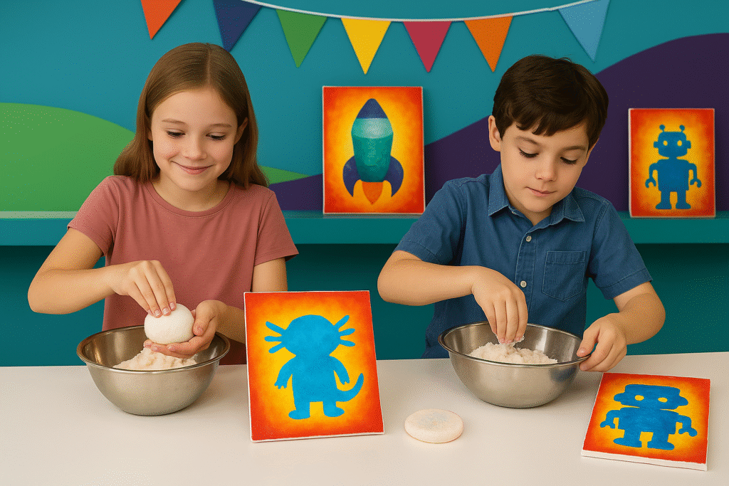 Kids Canvas Painting + Bath Bombs Making Birthday Party at Funtastik Labs in Houston